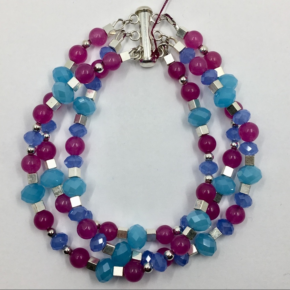 Handmade three-strand glass bracelet